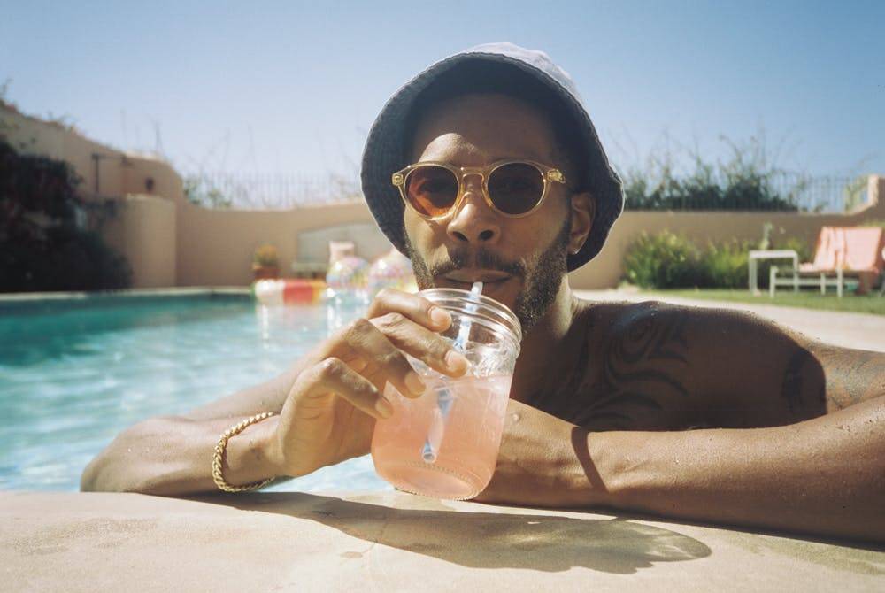 Pool, Zenni Sunglasses, and a refreshing drink